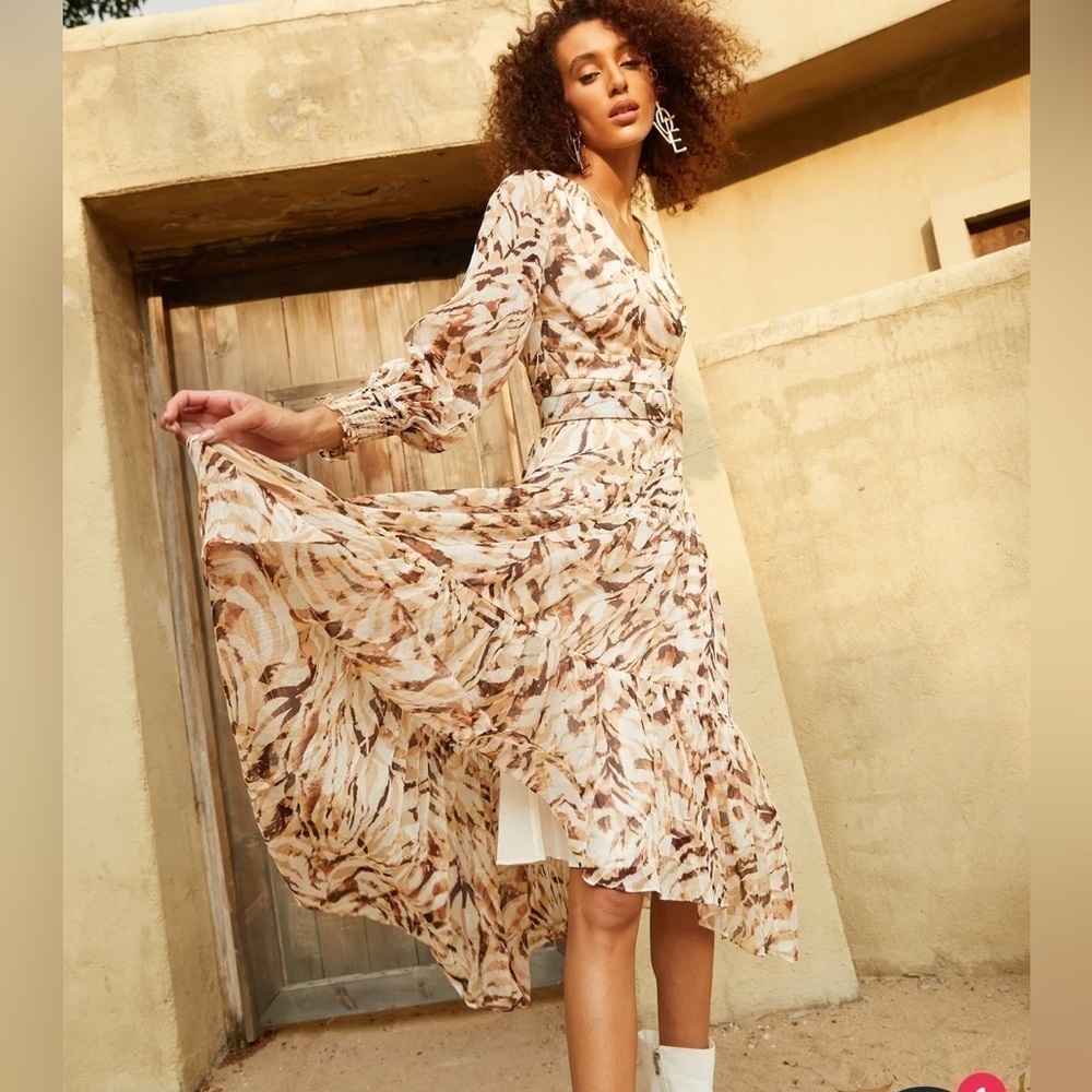 NEW Love McNicoll Leopard Print Alana Midi Dress XS